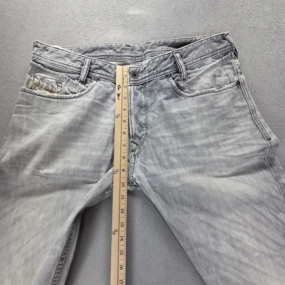 Diesel Jeans Mens 33x34 Gray Iakop Regular Slim Tapered Button Fly 008QP